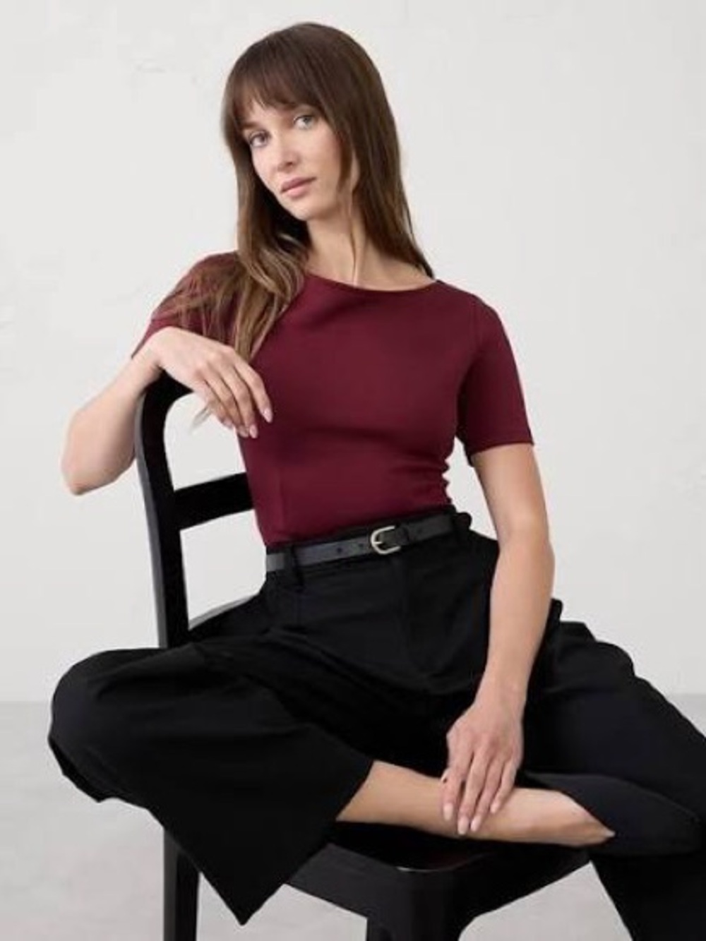 Women's Soft Touch Scuba Top - Burgundy